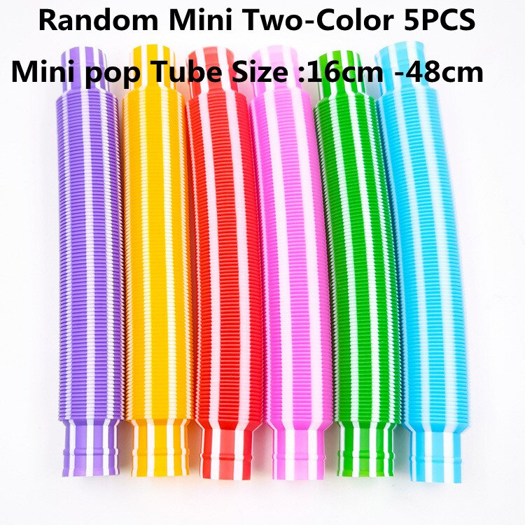 5 pezzi di plastica colorata Pop Tube Coil creativo magico giocattolo cerchio giocattoli divertenti sviluppo precoce educativo giocattolo pieghevole: Mini Two-Color 5PCS