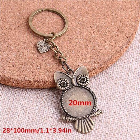 5pcs/lot Metal Key chain round owl Cabochon Setting DIY Vintage Handmade Key Chain Jewelry Making Y1004: Y1004 4