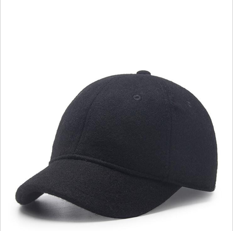 Seioum winter baseball petten voor heren korte klep 5cm zwarte wollen pet heren dad hat baseball pet rusland hoed bone masculino