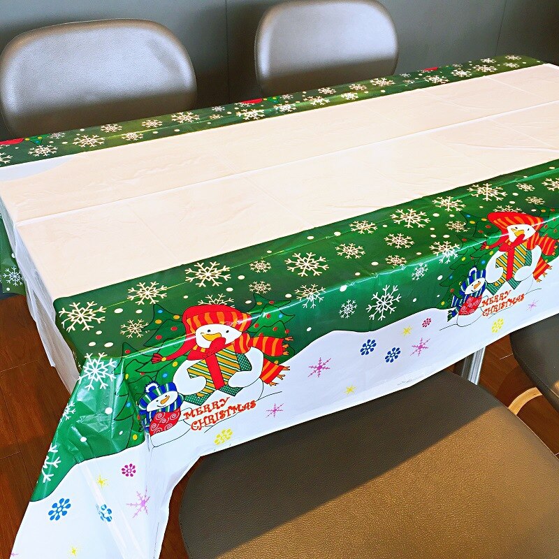 3pcs Disposable Christmas Tablecloth Xmas Tree Santa Table Covers for Christmas Party Navidad Kitchen Dining Table Cloth Decors: snowman / 2pcs