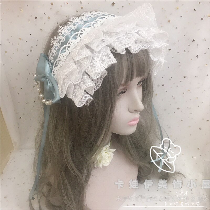 Thé fête ange poignée rue perle chaîne BNT japonais doux Lolita bandeau cheveux épingle à cheveux nœud dentelle douce soeur princesse chapeaux: 07