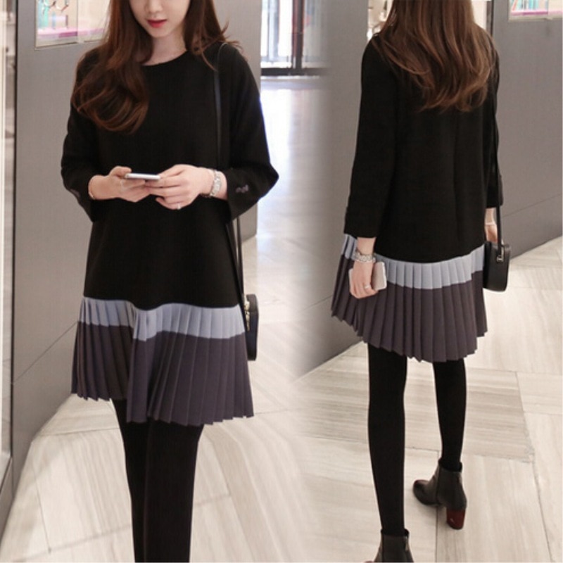 Plus Größe Koreanische Mutterschaft Kleider Frühling Herbst Schwangerschaft Kleidung Für Schwangere Frauen lässig verlieren Schwangerschaft Kleid S-5XL