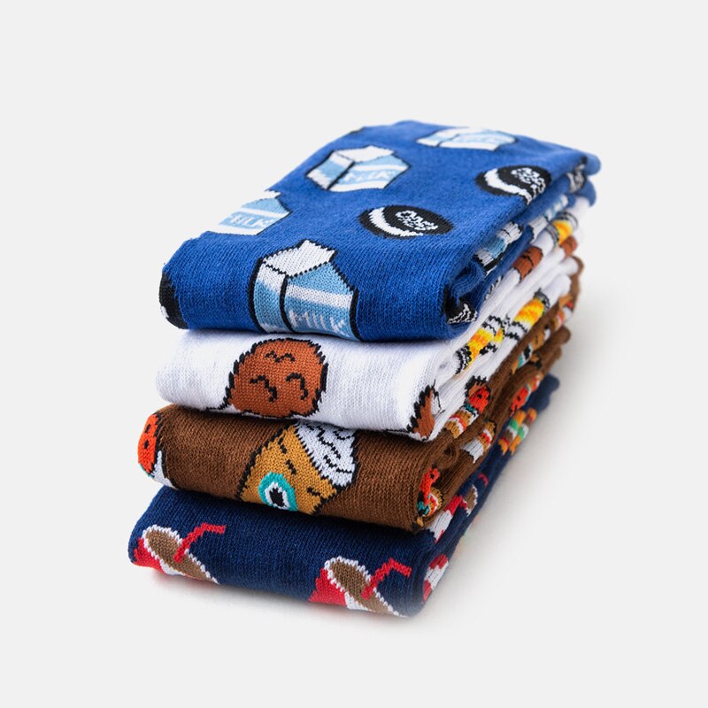 Damskie awokado cytryna jajko Cookie pączki zadowolony z japonii Harajuku deskorolka skarpetki owoce w stylu kreskówki długie skarpetki słodkie śmieszne banan