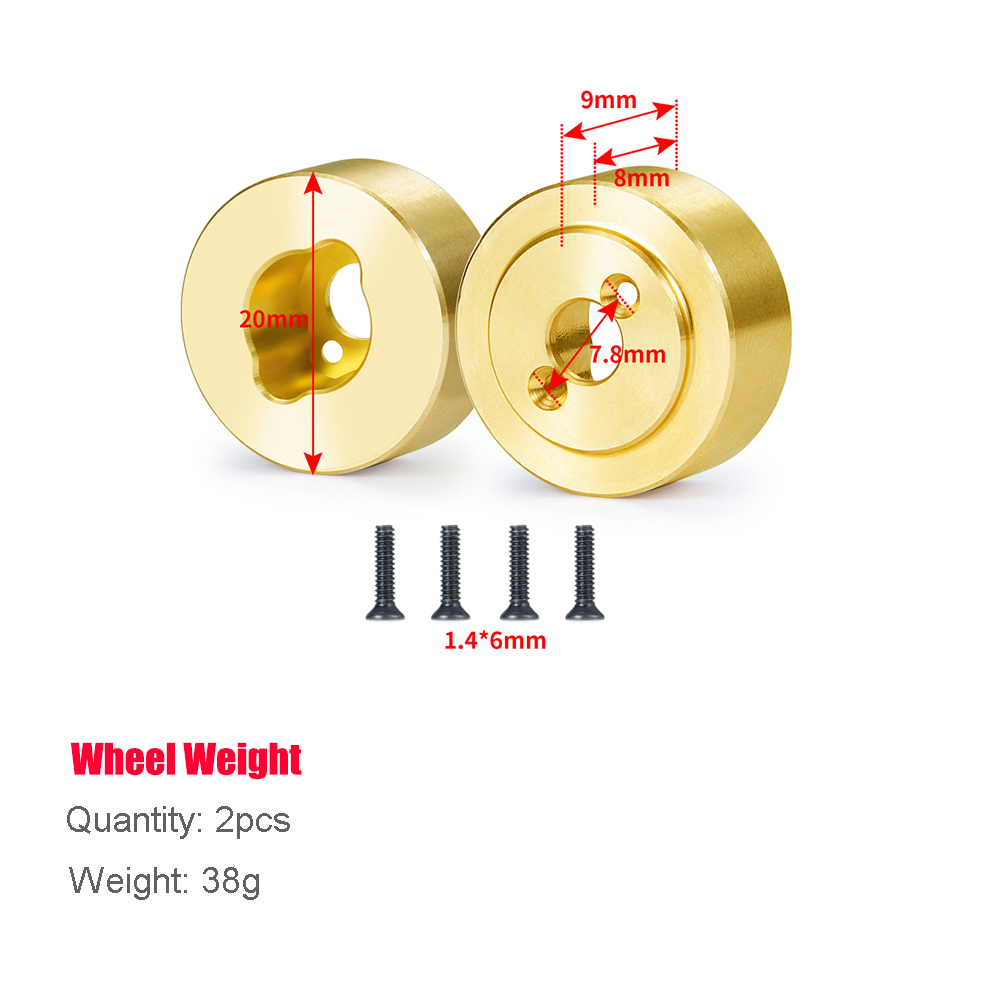 MIBIDAO-cubierta diferencial de latón, nudillo de dirección, adaptador hexagonal, acoplador de peso para Axial SCX24 1/24 RC, piezas de mejora de coche, accesorios: Castaño
