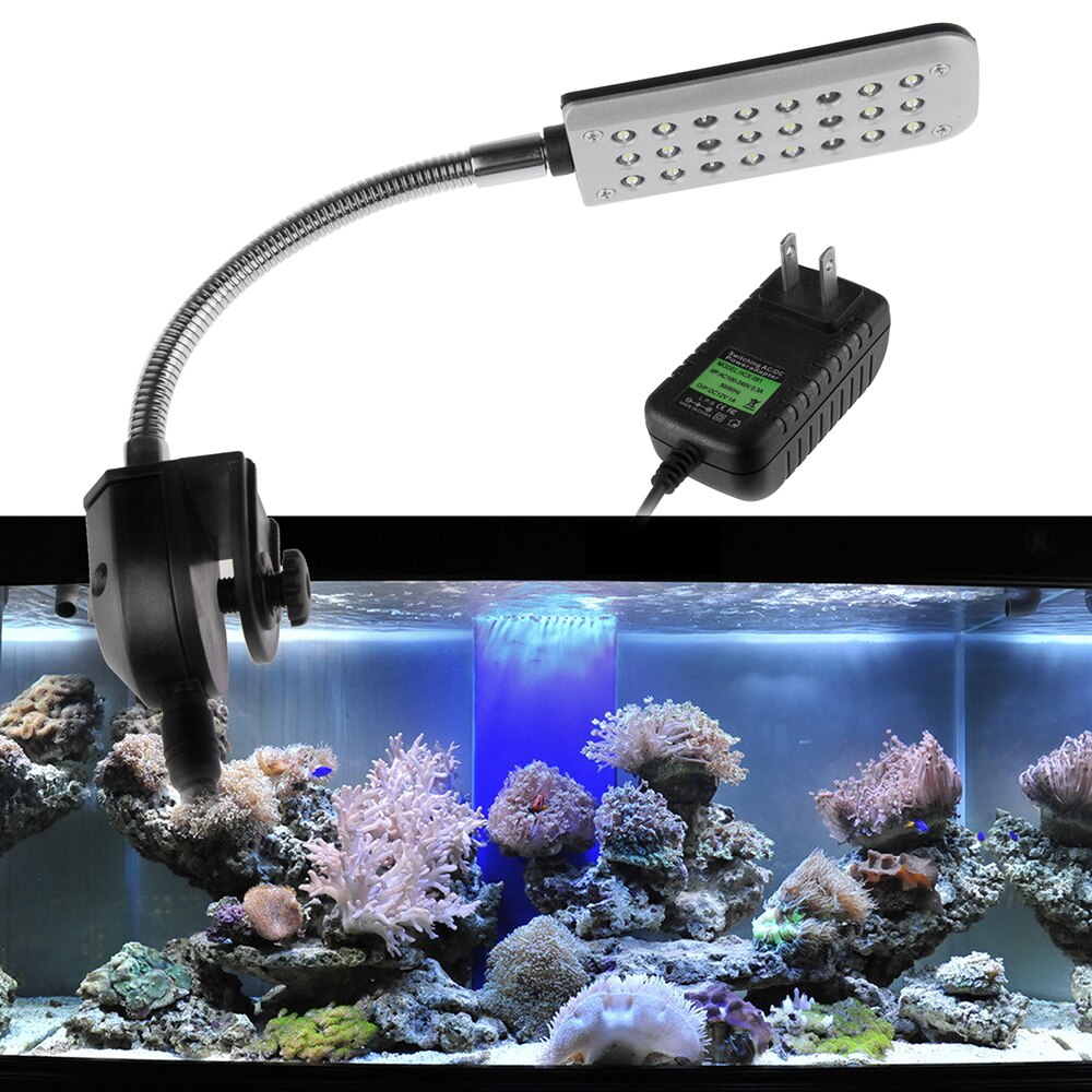 24 LED Aquarium Fisch Panzer hell Klemme Clip flexibel Weiß & Blau Beleuchtung Lampe EU EU/AU/uns/UK Stecker: uns