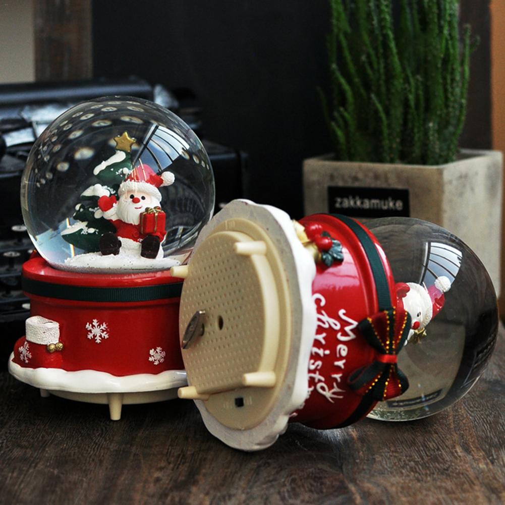 Christmas Snow Globe Music Box Light Snowflakes Santa Claus Crystal Ball for Thanksgiving Birthday Year Christmas Decor