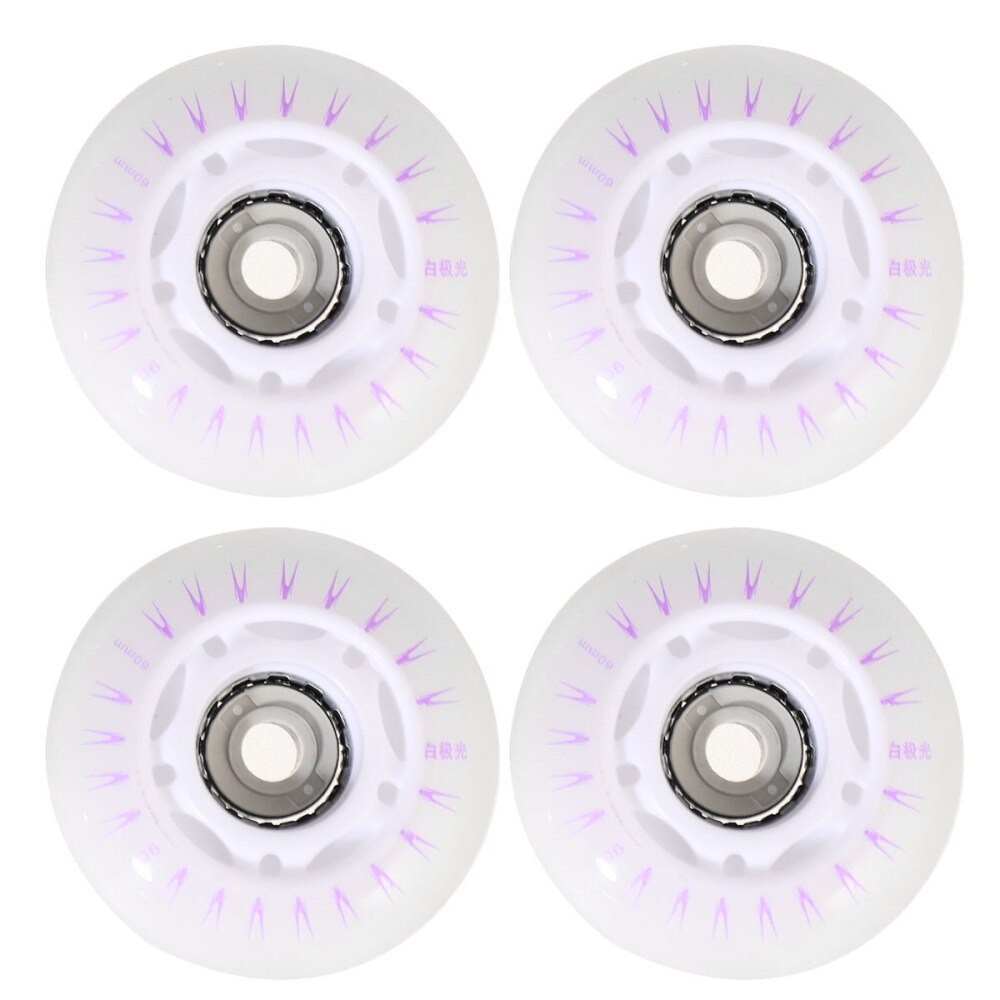 4 Uds patines de hielo ruedas luminosas PU ruedas intermitentes hermosas patines de hielo decorativos ruedas luminosas (luz colorida 60mm, sin: As Shown 