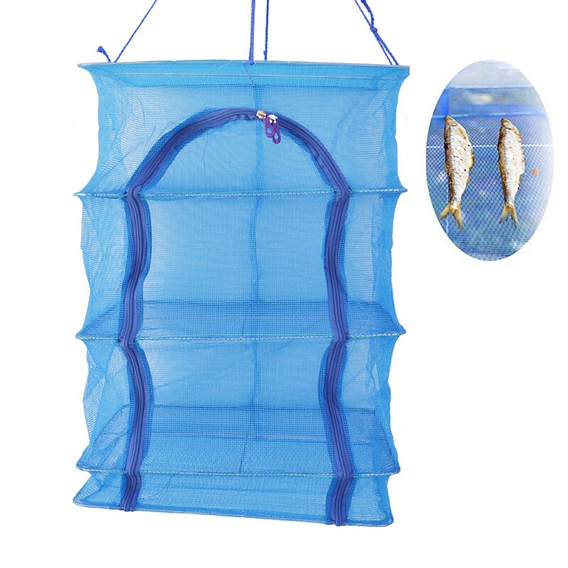 4 Layers Fish Mesh Hanging Net Durable Folding Fish Vegetable Dishes Dryer Net Drying Rack