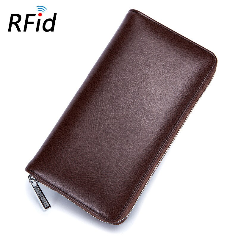 Leather RFID Blocking Credit Card Holder Men Anti Theft Travel Passport Long Wallet Women Business ID Holder 36 Cards Purse: Coffee