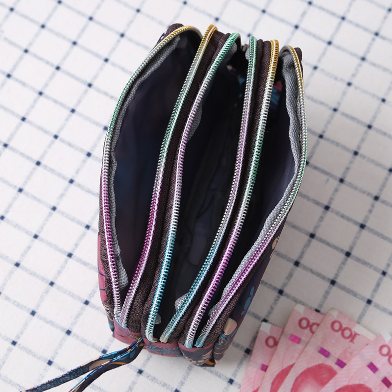 Women's handbag canvas three-layer long wallet large capacity key coin purse leisure mobile phone bag