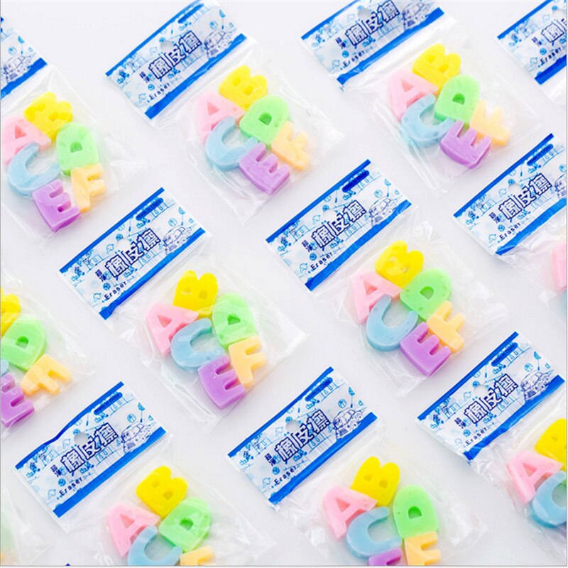 6PCS/Bag Cute Alphabet Eraser Learning Stationery Supplies Elementary School Drawing Eraser For Kid School Office Supplies