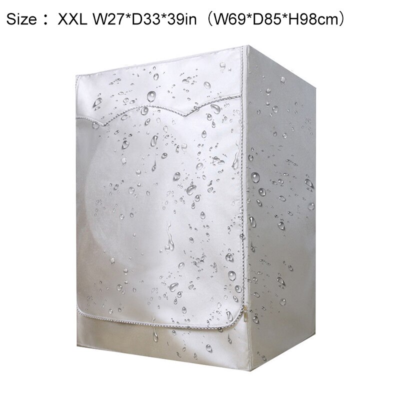 Silver Washing Machine Cover Waterproof Washer Cover For Front Load Washer/Dryer Oxford Cloth Dust-proof: XXL