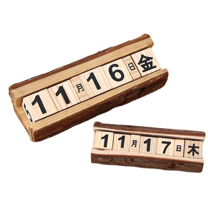 DIY Wood Block Perpetual Calendar Desk Calendar Wood Calendar Home Office Decoration