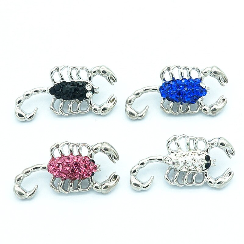 beauty Rhinestone&Clay manual colorful Scorpion 18MM snap buttons fit snap bracelet snap jewelry KZ2141