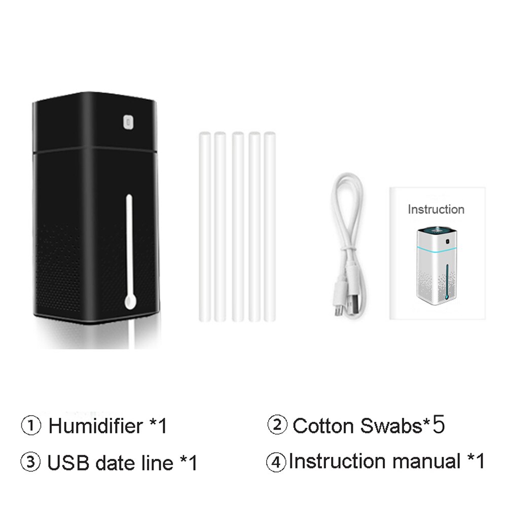 1000ml ilmankostutin aromiöljy diffuusori sumutin ultraääni usb humidificador aromaterapiapuhdistin suurikapasiteettinen sumukone: Musta ilmankostutinsarja
