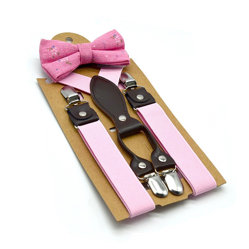 Bretelle rosse per bambini con papillon bretelle per bambini grigie impostato bretelle da sposa Olid per bambini 65cm * 2.5: rosa