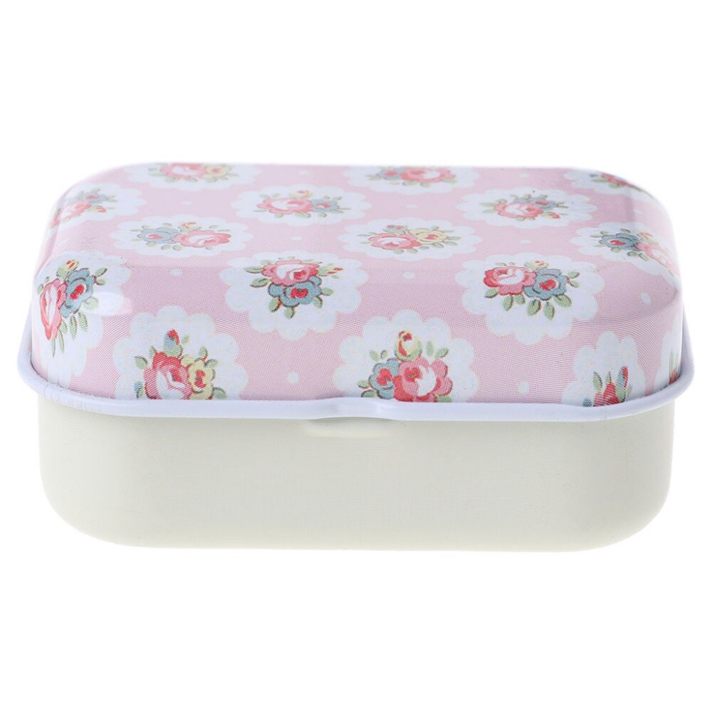 ZLROWR Flower Tin Trinket Jewelry Coin Box Tinplate Storage Case Small Rectangular