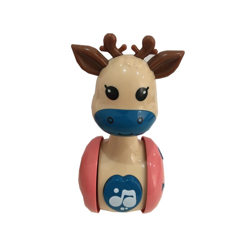 Sliding Deer Baby Tumbler Rattle Learning Education Toys Newborn Teether Infant Hand Bell Mobile Stroller Music Roly-poly Toy: Khaki