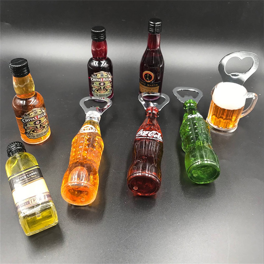 3D Koelkast Magneet Simulatie Bier Coke Whiskey Opener Mini Wijn Fles Soda Kurkentrekker Vloeistof Kan Flow Keuken Decor