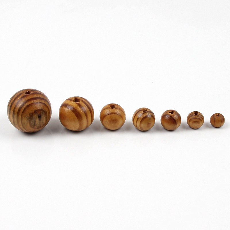 Natural Pine Round Ball Solid Wooden Beads Crafts For Jewelry Making Diy Wood Handmade Home Decoration 6-30mm