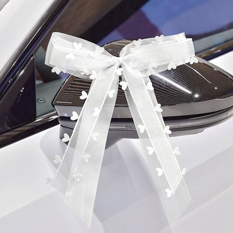 Cinta blanca para coche de boda, lazos para tirar, envoltura de , decoración para coche de boda, suministros para de cumpleaños, sillas Pew, decoración del hogar DIY