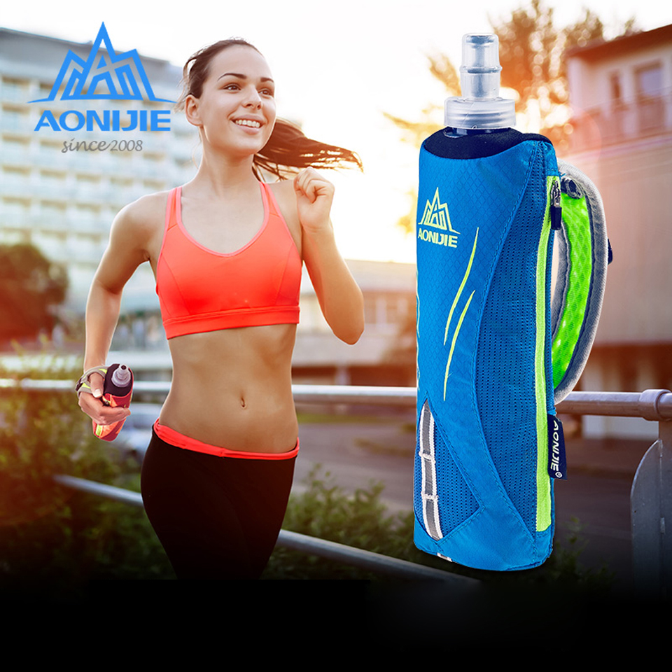 Aonijie waterdichte handzame sportketel voor buiten, marathonlooptelefoontas voor 5.5 inch telefoon, /500ml zachte waterflesjes