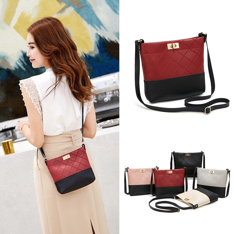 Bandolera de cuero suave rómbico para mujer, tipo bandolera bolso de hombro, con bloqueo de teléfono,