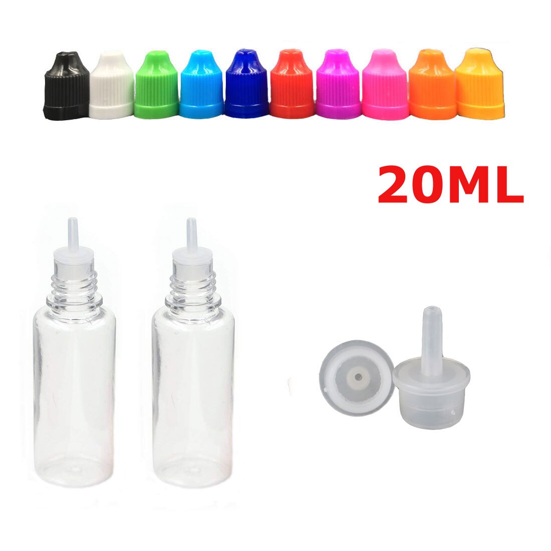 100 Stuks 3 Ml-100 Ml Pet Clear Dropper Flessen Lege Plastic Sap Eye Liquid Hervulbare Transparante Container Met caps Dropper Tip: 20ML x 100PCS