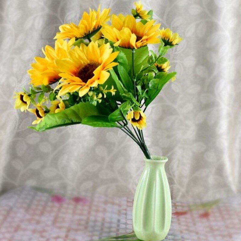 Artificial Sunflower Simulation Sunflower Bouquet for Home Wedding Garden Party Table Shooting Prop Decoration