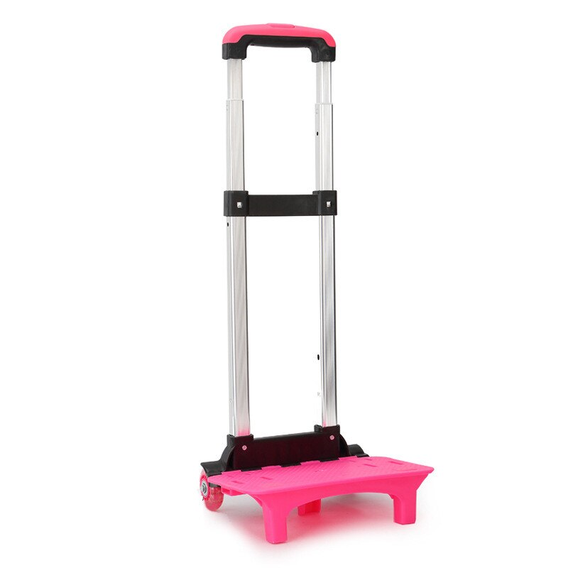 Tige extensible pour enfants, en alliage d&#39;aluminium, 2/6 roues, support de traction, chariot à rouleau, chariot pour sac à dos et sac d&#39;école, sac à bagages: 2 wheels rose red