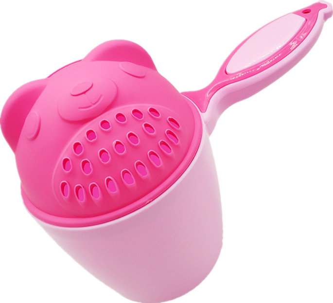 Barn badverktyg tecknad gris baby badmössor söt toddle schampo kopp barn bad bailer baby shower skedar tvätta hår kopp: Rosa björn
