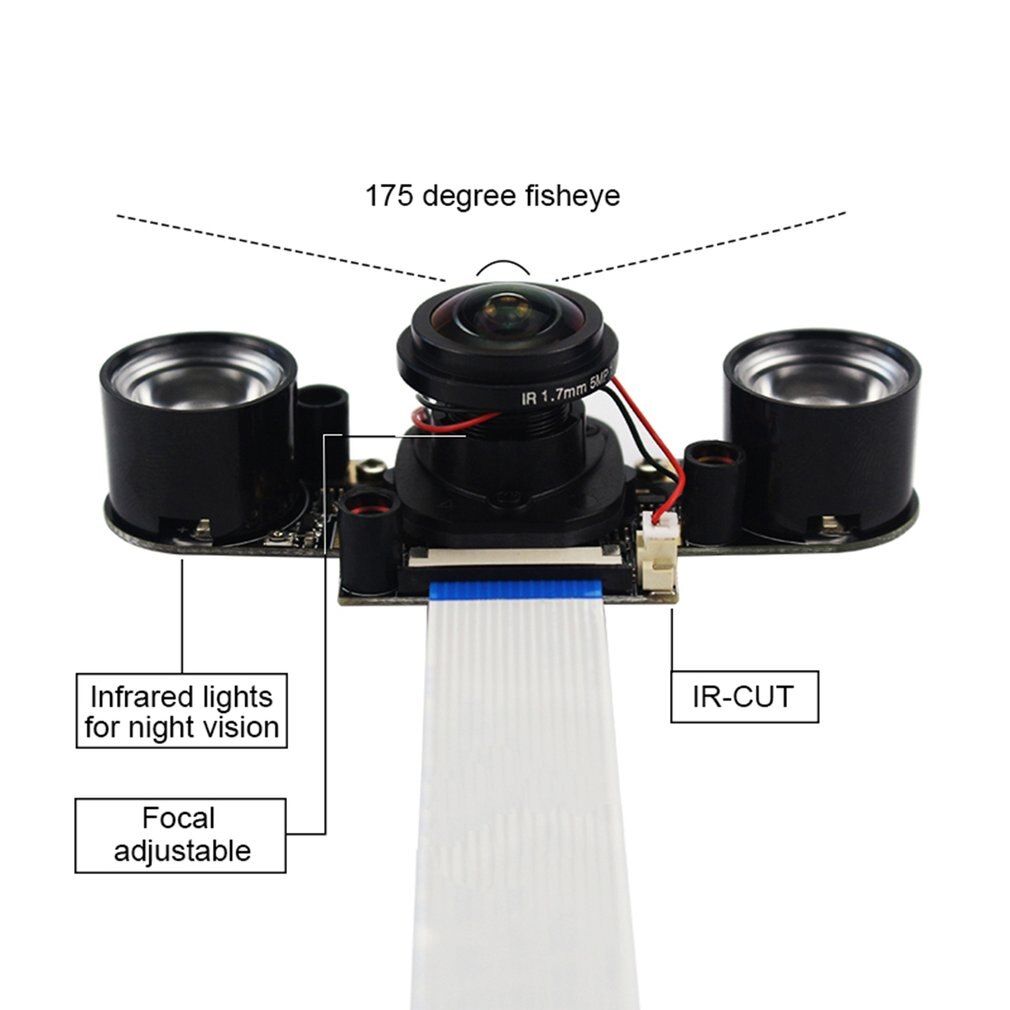 Modulo della macchina fotografica Per Raspberry Pi 4 Modello B/3B +/3B/2B Fisheye Ampio Angolo di Macchina Fotografica 175 gradi IR-CUT Commutazione Automatica di Giorno e di Notte