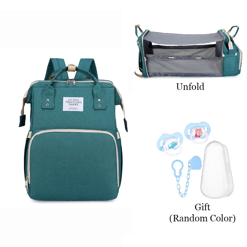 Folding Mommy Bag Lightweight Portable Folding Crib Bed Large-capacity Baby Backpack Female Mommy Outting Bag Bolsa Feminina DDJ: Standard-Green 1AFNZ