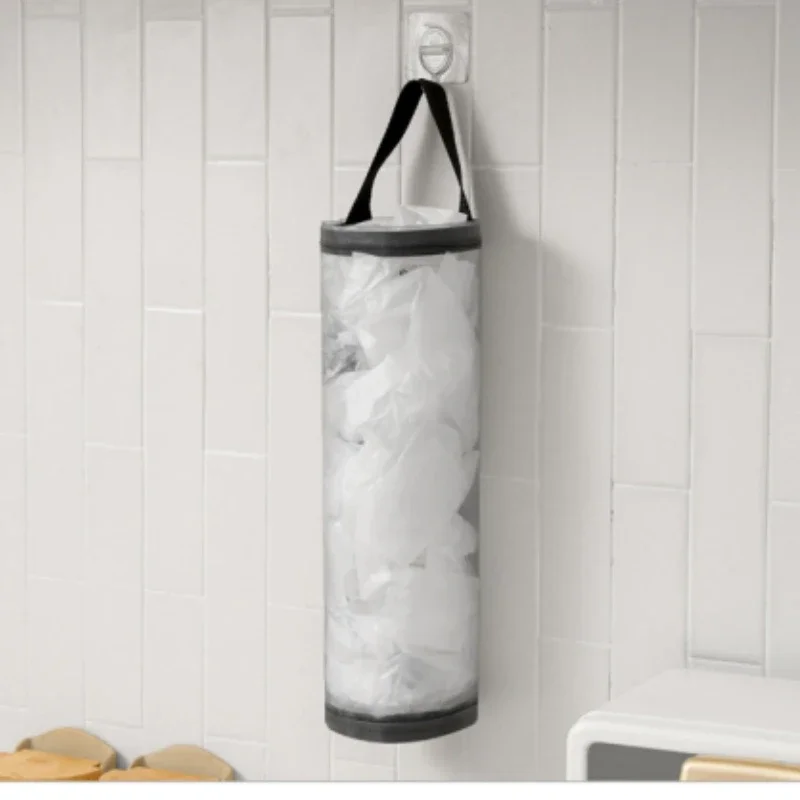 Hjemme poseholder veggfeste plastposeholder dispenser hengende oppbevaring søppelpose søppelpose kjøkken søppelbeholder: Lysegrønn
