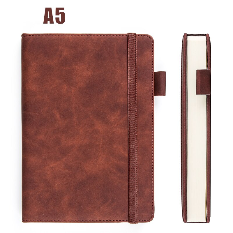 360 Pages Super Thick Wax Sense Leather A5 Notebook Business Office Daily Work Notebook NotebookS Free Portrayal Company Logo: Dark brown