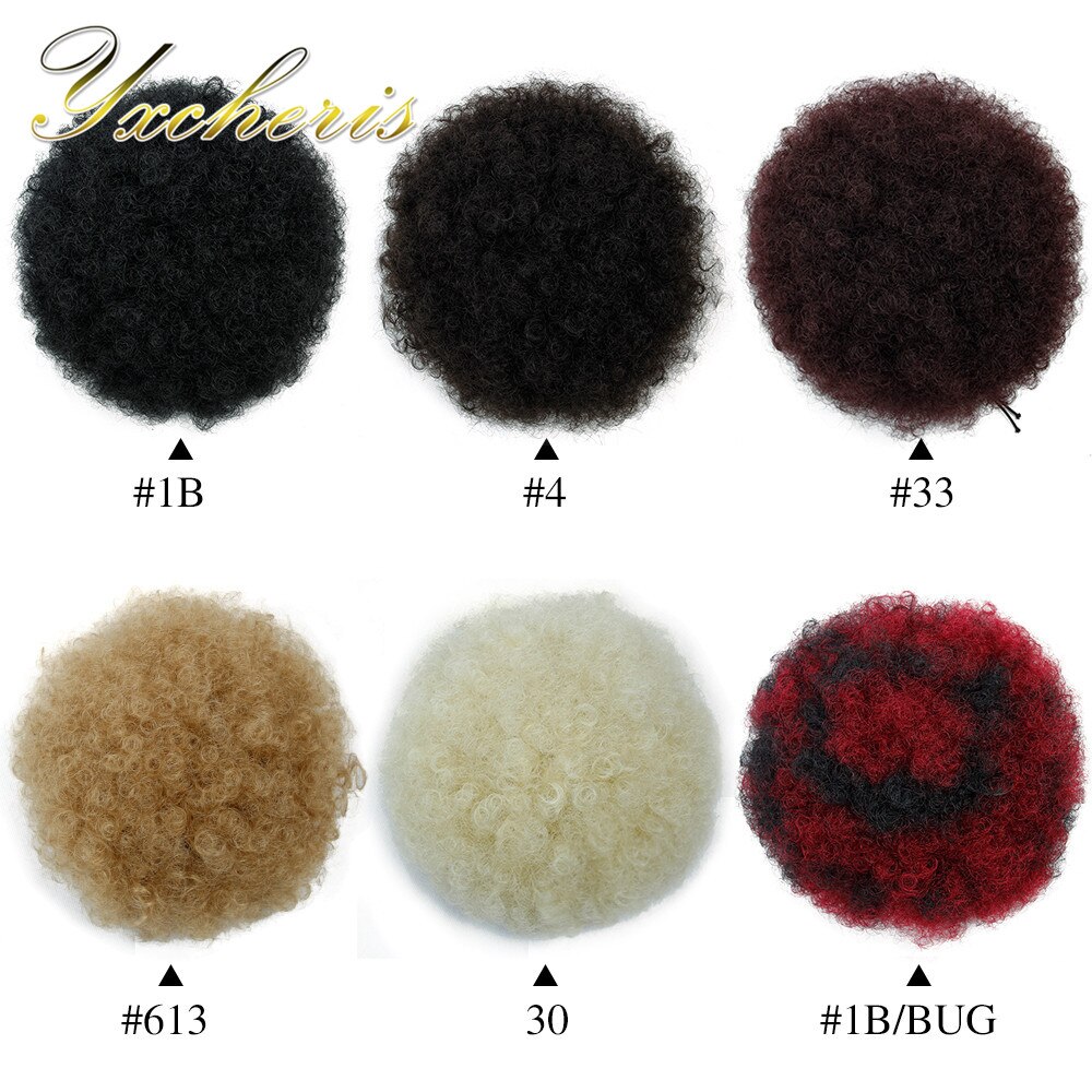 YXCHERISHAIR-moño de pelo sintético Afro rizado degradado, pieza de fibra de alta temperatura, con cordón, extensiones de coleta