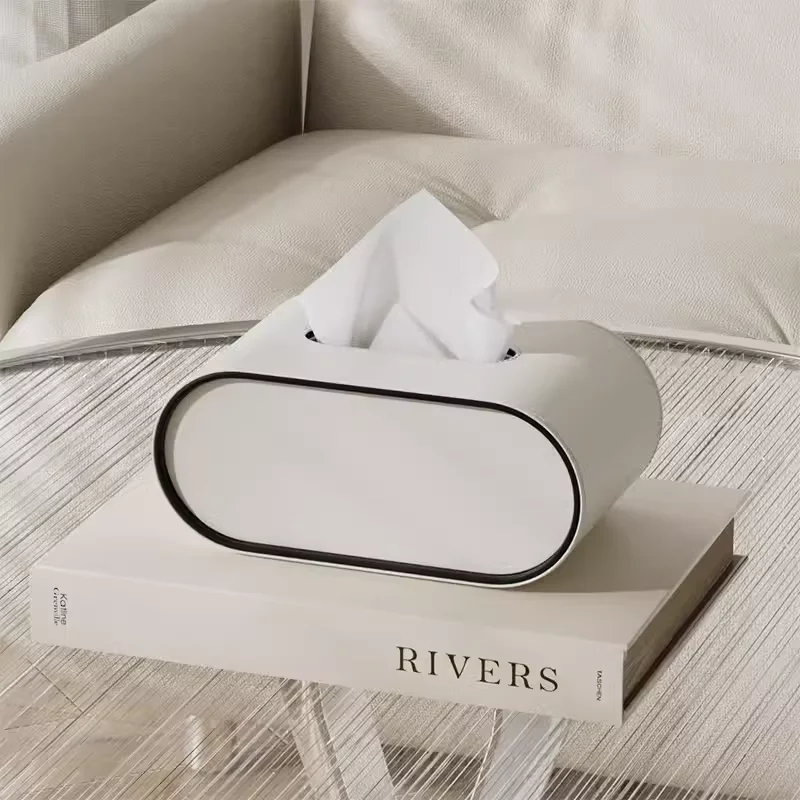 Pu Leder Taschentuch Box mit Lager regal Wohnkultur Papier halter Servietten halter für Büro tisch, Arbeits platte, Nachttisch & mehr: WHITE