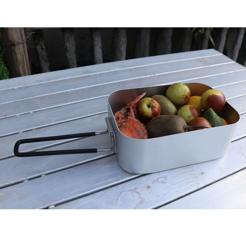 Lattina di alluminio pranzo scatola con Coperchio Contenitore di Alimento Pranzo Gavetta per Interni Esterni di Campeggio di picnic (Argento)