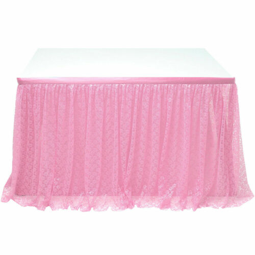 Falda de tul con tutú para mesa, mantel de encaje Floral Vintage para de boda, Baby Shower y cumpleaños: 3