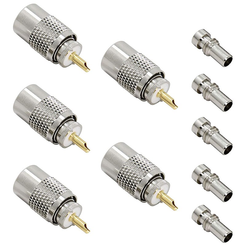 5-Piece PL-259 UHF Male Welding Connector Plug 50Ohm for RG59, RG8, RG8X, LMR-400, RG-213 Coaxial Cable: Default Title