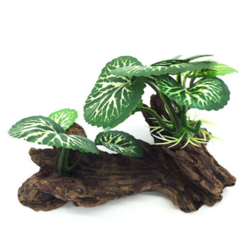Tronco de árbol de tortuga Artificial de plástico, madera flotante, acuario, pecera, cilindro de reptil, planta de raíces, adorno de decoración de madera: Verde