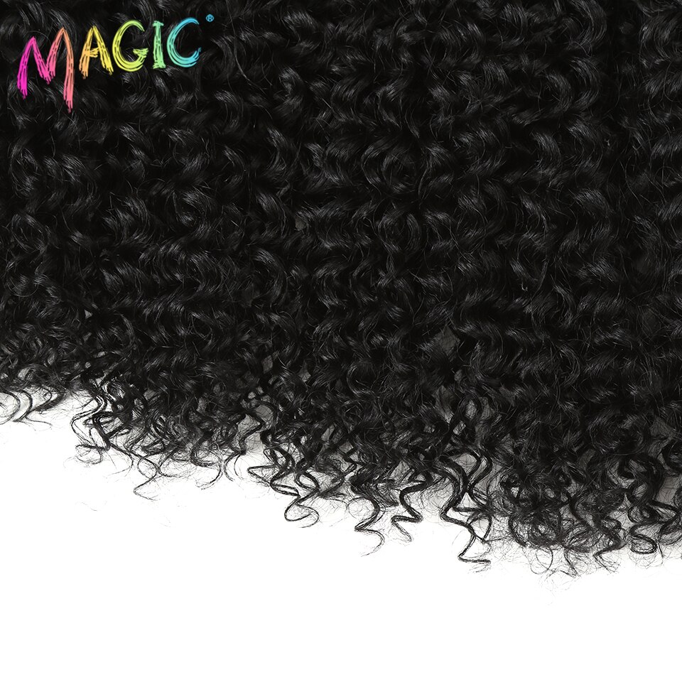 Magic Synthetic Afro Kinky Curly Hair Weave Hair 16-20 inch 7Pieces/lot Bundles With Closure African lace For Women hair Extens