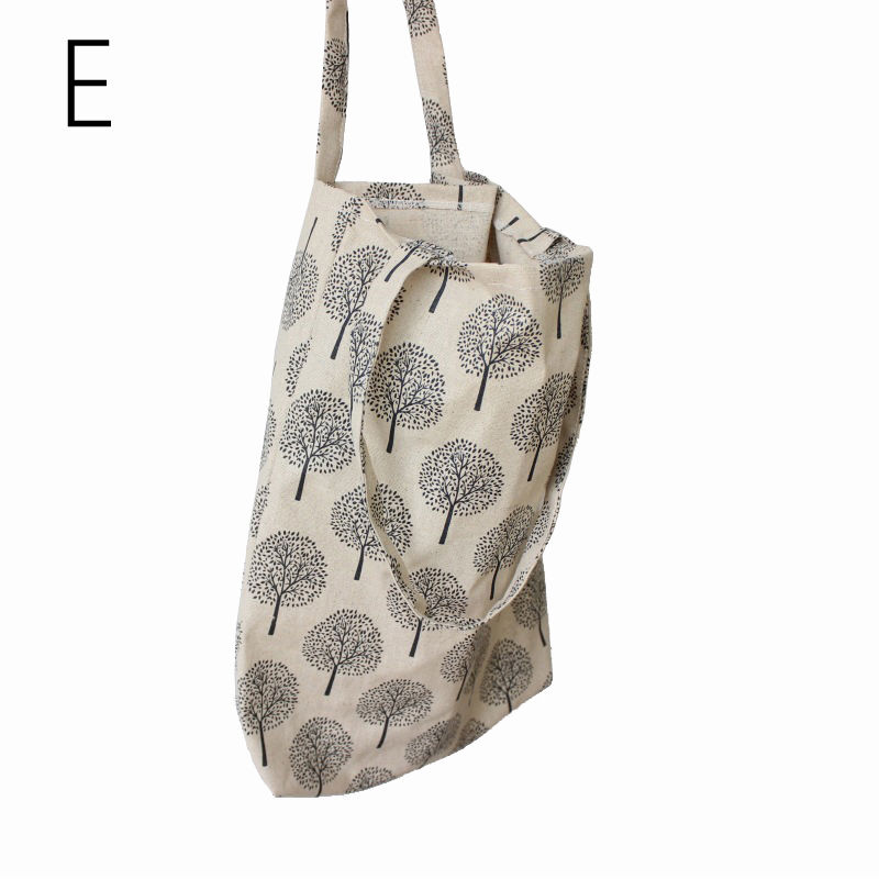 Eco Handtas Herbruikbare Boodschappentas Opvouwbare Strandtas Dagelijks Gebruik Schoudertas Bloem Print Casual Canvas Tote Satchel: E