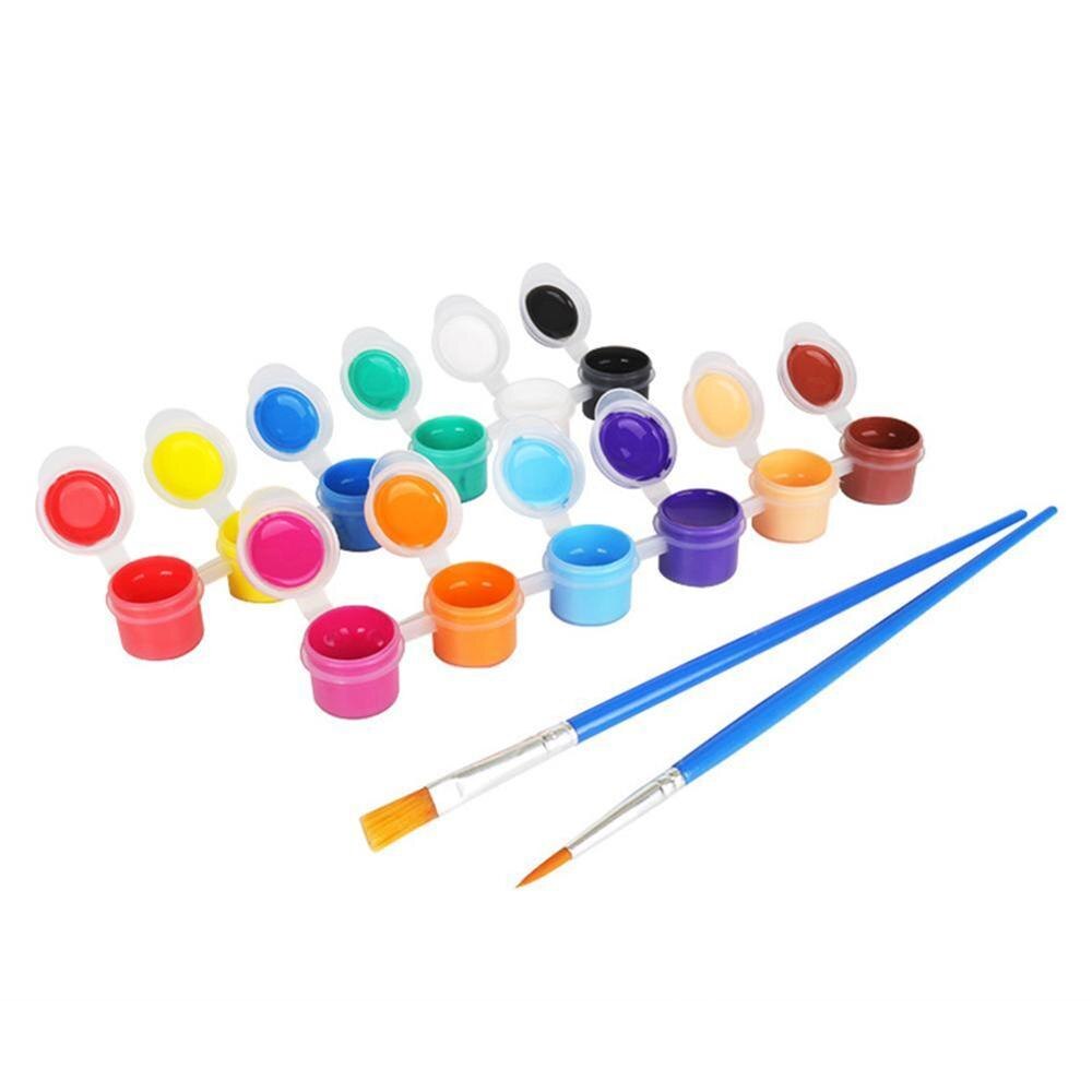 12 colores dedo kit de herramientas para pintar pintura con 2 cepillos juguete de arte DIY juguetes educativos de los niños su pigmento dar M4K7: Default Title