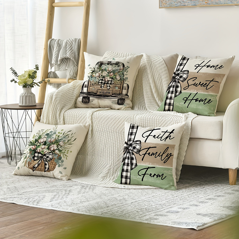 Car Flower Basket Full of Floral Print Home Decor Pillowcase Bedroom Living Room Sofa Decor Polyester Cushion Cover