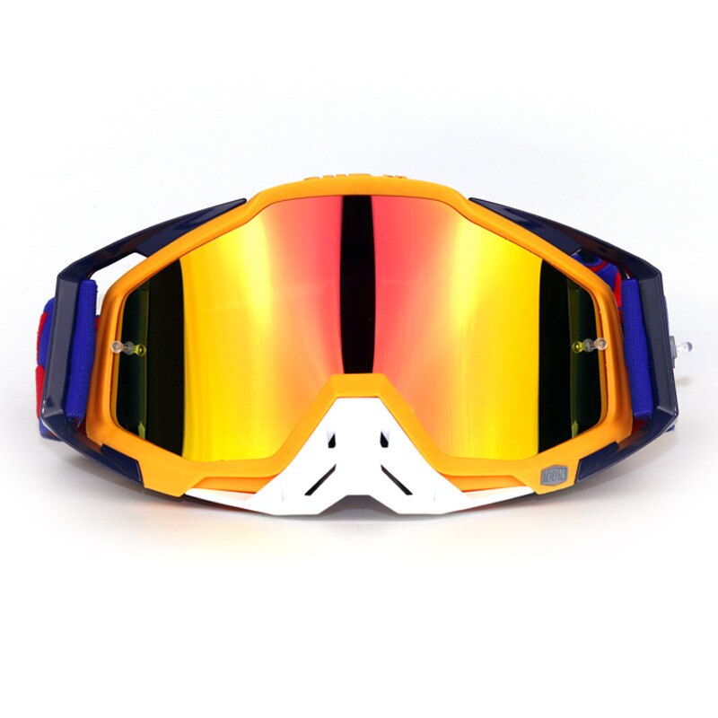 Top Grade Hundred Percent Off-road Goggles Riding Eye-protection Goggles Off-road Helmet Goggles Motorcycle Traffic Jam Goggles: Orange Frame Plated   Red Lens