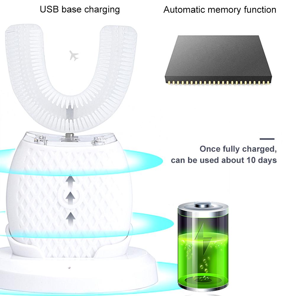 360 stopni inteligentny automatyczny elektryczna soniczna szczoteczka robić zębów USB akumulator ultradźwiękowy U kształt 4 styl zegar niebieskie światło
