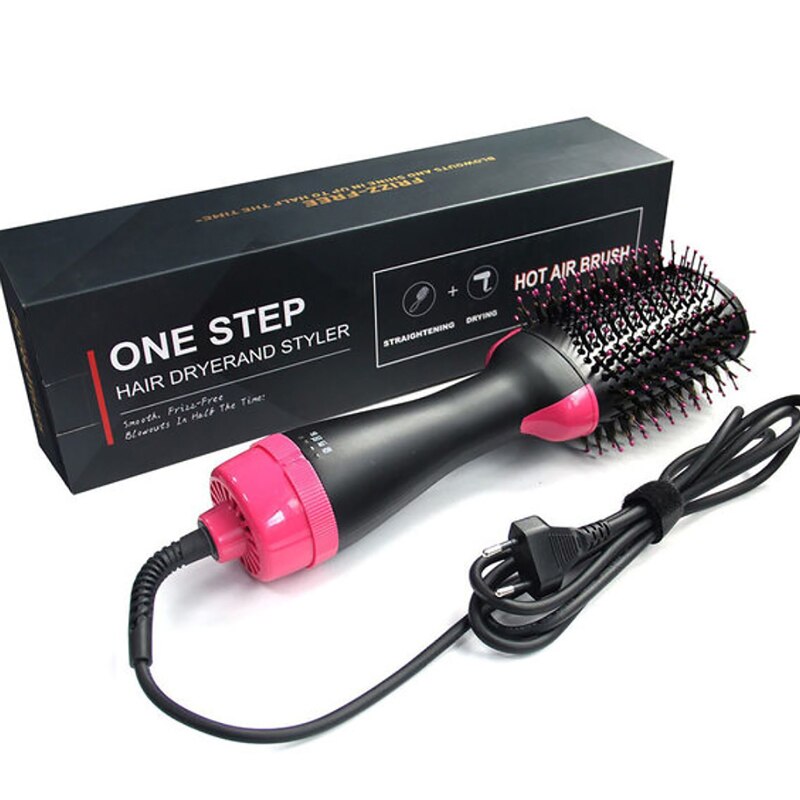 One Step Hair Dryer & Volumizer Salon Air Paddle Styling Brush Negative Ion Generator Hair Straightener Curler