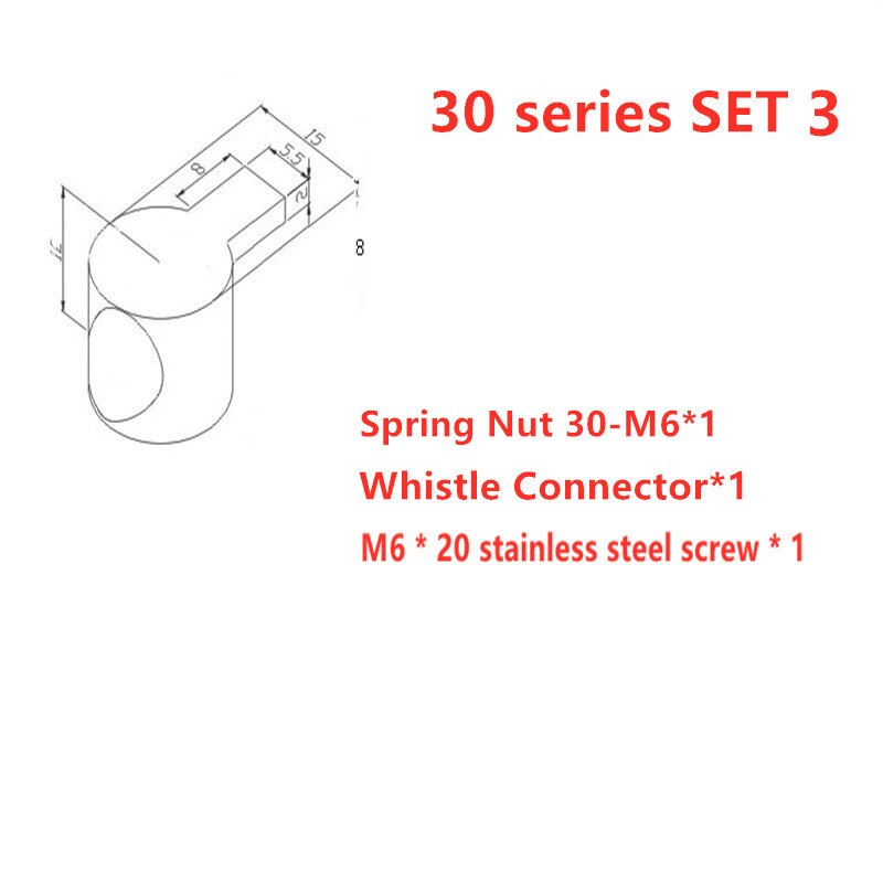 5/10PCS Built-in Connectors for 3030 4040 European Standard Aluminum Extrusion Profile Select Whistle Connector: 30-set3 5pcs
