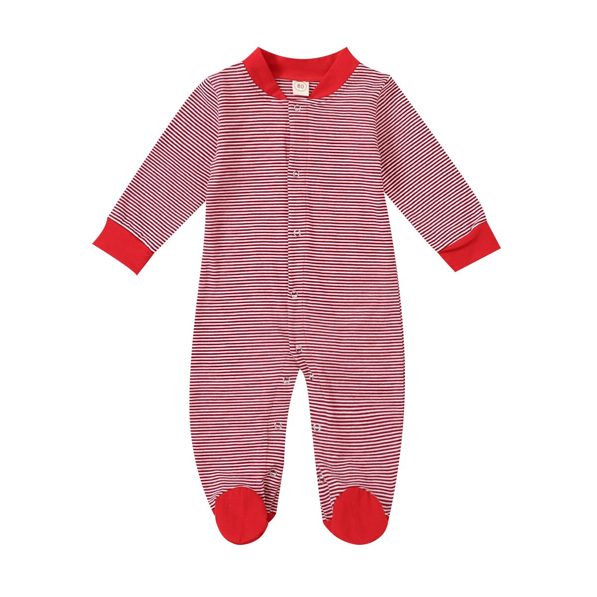 Pasgeboren Baby Kerst Romper Terug Kerstman Print Rode Streep Jumpsuit Baby Baby Jongen Meisje Lange Mouw O-hals Romper 0-24M